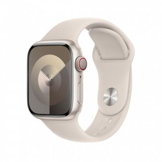 APPLE Watch Series 9 GPS + Cellular 45mm Starlight Aluminium Case with Starlight Sport Band - S/M