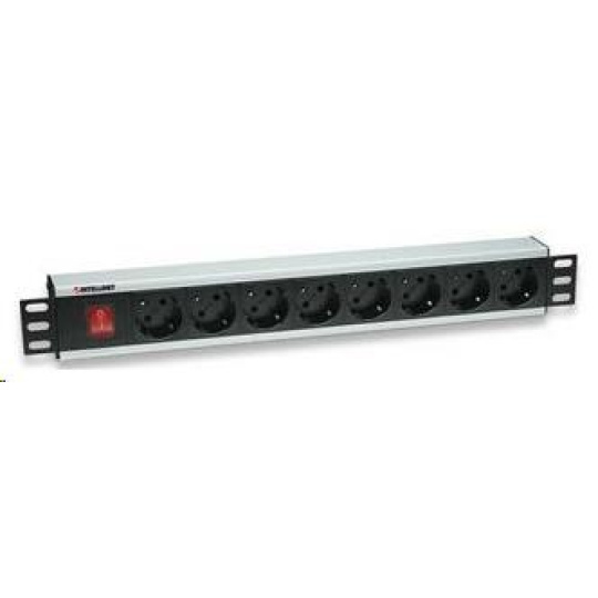 Intellinet 19" Rackmount 8-Way Power Strip - German Type, rozvodný panel, 8x DE zásuvka, 3m kabel