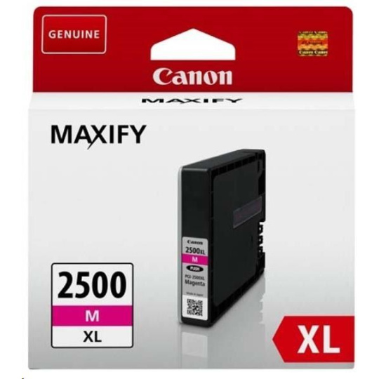 Canon CARTRIDGE PGI-2500XL M purpurová pro Maxify iB4050, iB4150, MB5050, MB5150, MB5155, MB5350, MB54x (1295 str.)