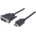 MANHATTAN kabel HDMI Male to DVI-D 24+1 Male, Dual Link, Black, 1,8m