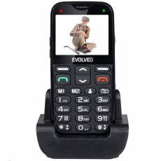 EVOLVEO EasyPhone XG, mobilní telefon pro seniory s nabíjecím stojánkem, černá