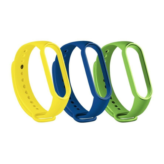 RhinoTech řemínky pro Xiaomi Mi Band 3/4 (3-pack tmavě modrá, žlutá, zelená)