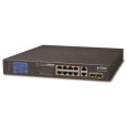 Planet GSD-1222VHP Switch, 8x PoE + 2x 1000Base-T + 2x SFP, LCD,VLAN, extend mód 10Mb do 250m, IEEE 802.3at 120W