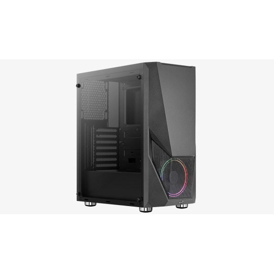 AEROCOOL skříň Zauron Saturn FRGB ML G, Mid tower, 2x USB 3.0, 2x audio, 1x 120mm FRGB Fan, bez zdroje