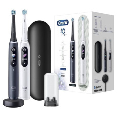 Oral-B iO8 Series Duo set zubních kartáčků, magnetický, displej, 6 režimů, tlakový senzor, 2 kusy, černá a bílá