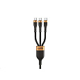 WG - Datový kabel 3v1 Type-C na 3x Type-C, 90 cm, 100 W + 15 W + 15 W, černá