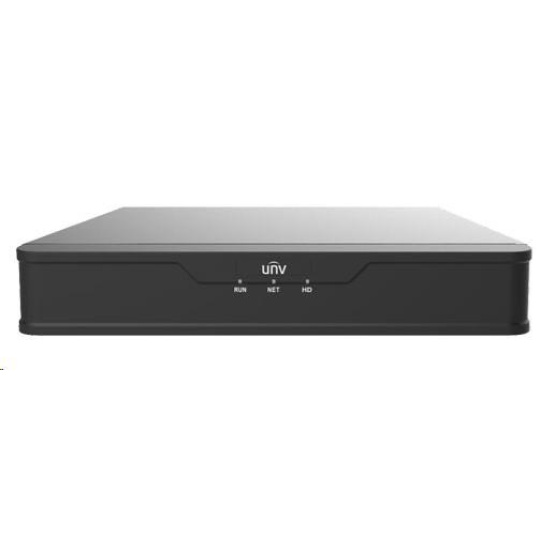 Uniview NVR, 4 kanály, H.265, 1x HDD (max.6TB), propustnost 64/48Mbps, HDMI, VGA, 2x USB 2.0, audio, ONVIF